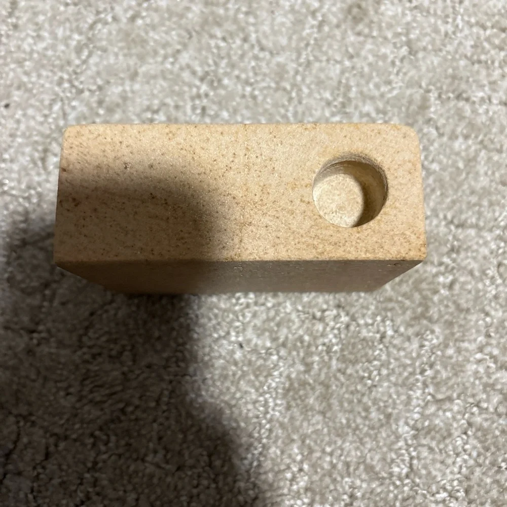 Indaba Cubic Candle Holder Sandstone 4x3x2”